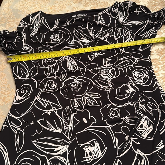 KARL LAGERFELD PARIS Black&White SZ 14 Dress with Side Ruching. - Picture 12 of 12